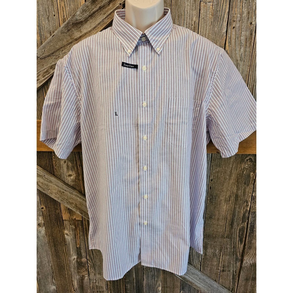 NWT Saddlebred easy care short sleeve button up men's XL stripes